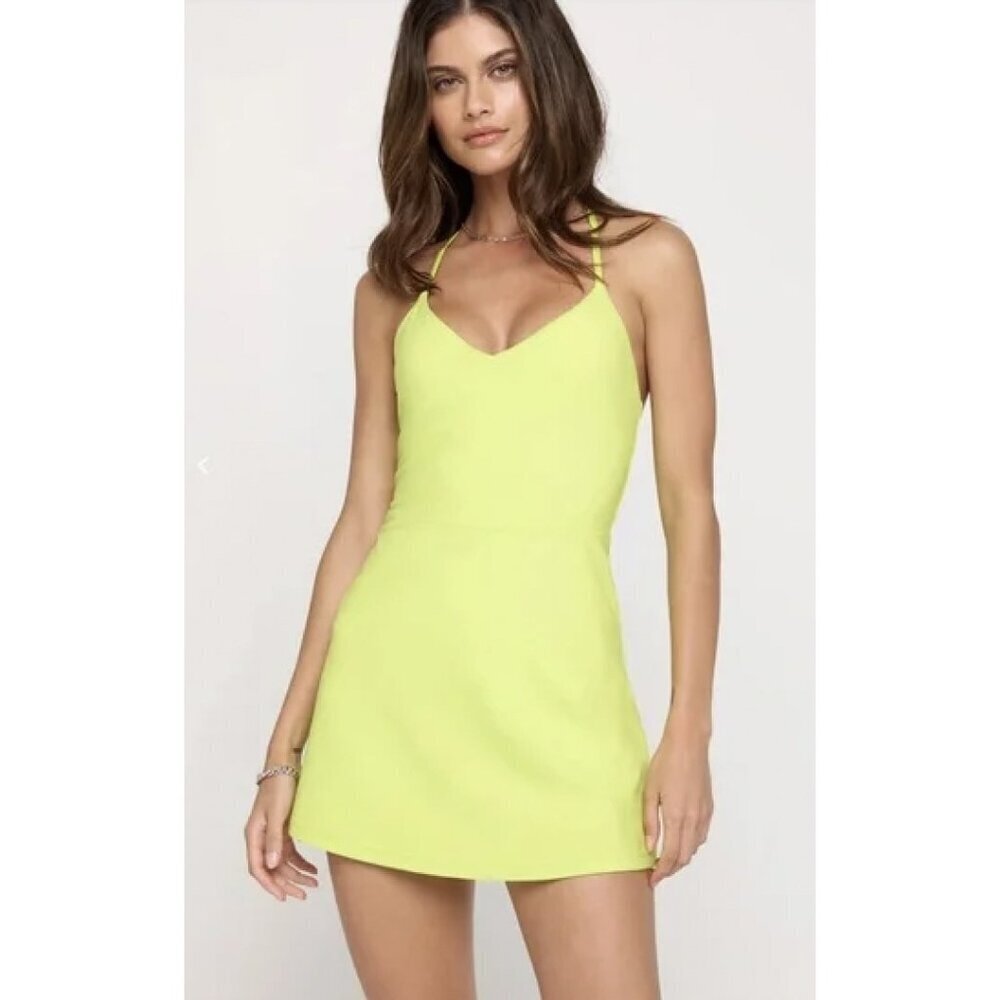 SPIRITUAL GANGSTER Jet Active Mini Dress in Lime Green Size Small